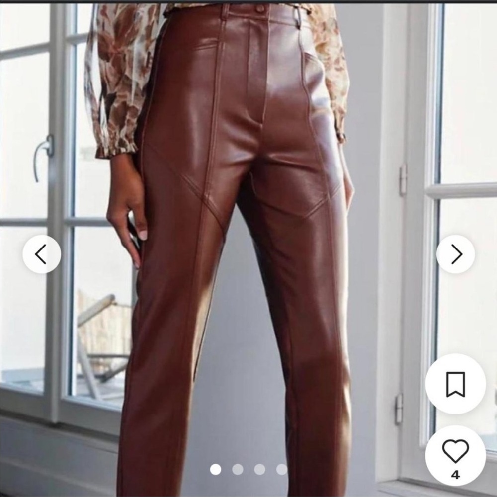 Aritzia Wilfred Rebel high-waisted vegan leather pants in patina brown size 2
